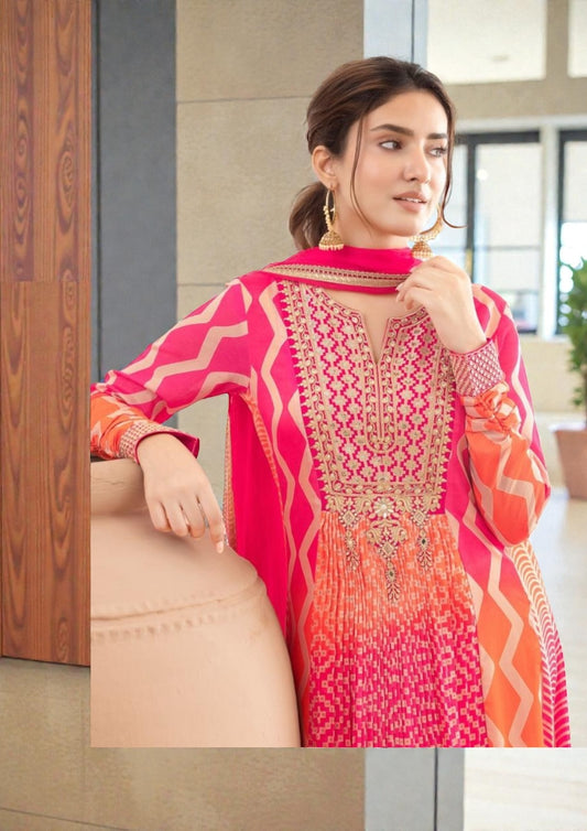 Saawan : Chinon silk long gowns by Kurti Connection USA