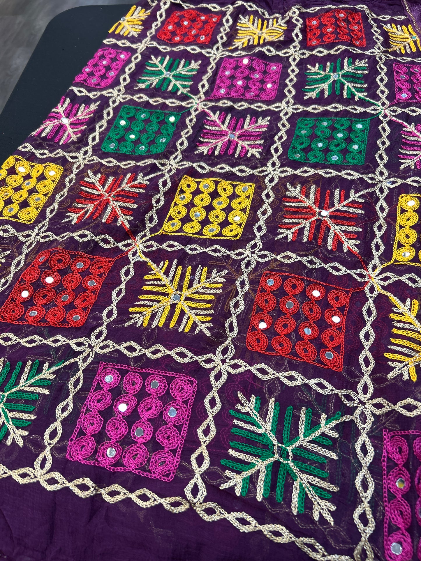 Embroidered phulkari dupatta by Kurti Connection USA