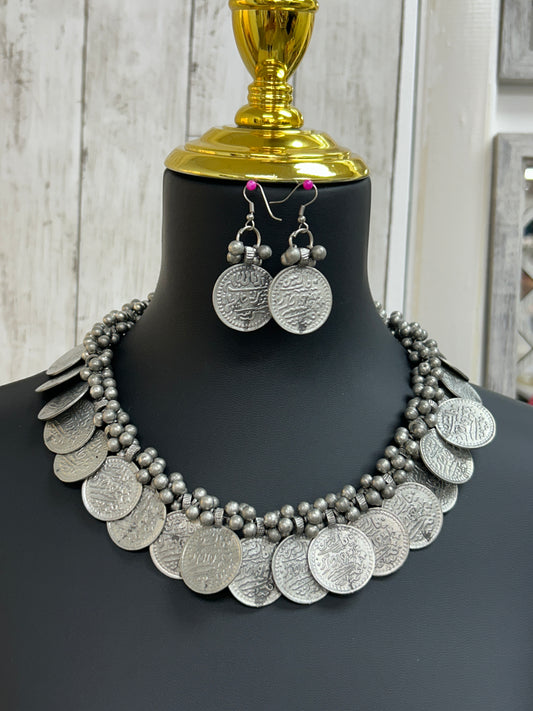 Oxidized silver necklace set by Kurti Connection USA