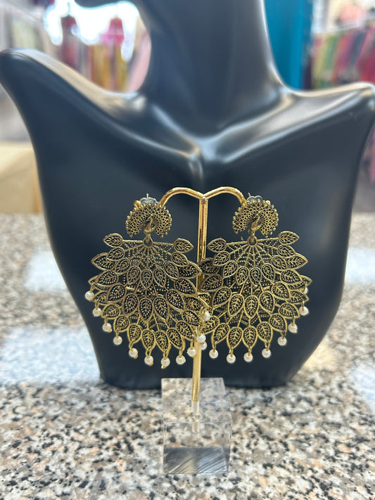 Peacock feather ear rings