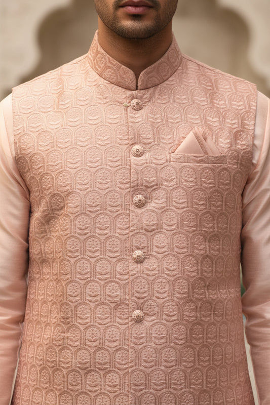 Peach kurta set | mens Kurta pajama with jacket