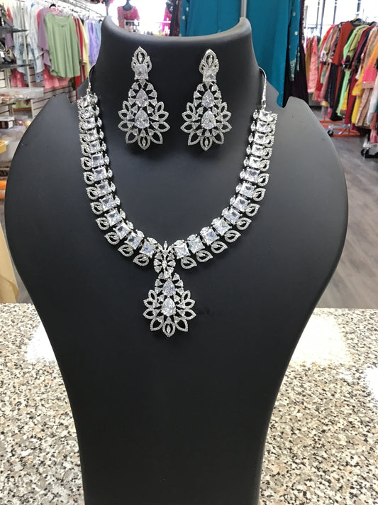 CZ stone necklace set