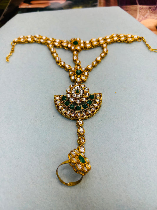 Haathphool : bracelet with ring attachment - Kurti Connection USA