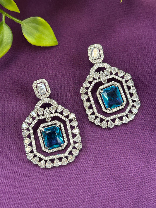 AD earrings: turquoise blue - Kurti Connection USA