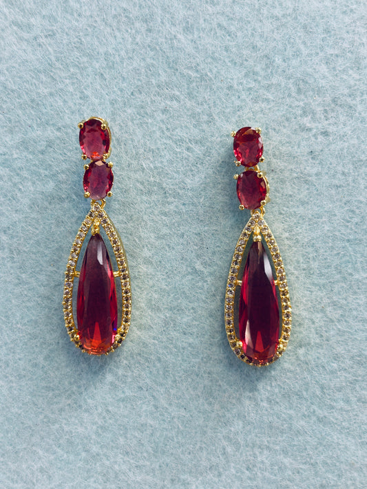 Dark pink AD EARRINGS by Kurti Connection USA
