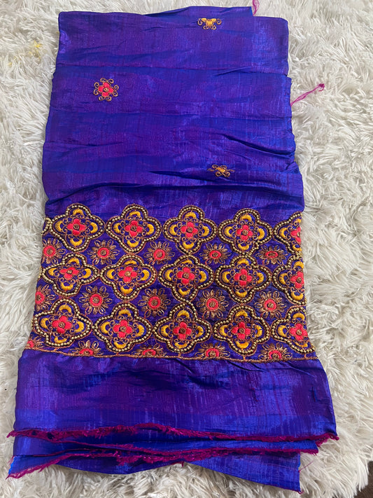 Blouse piece with embroidery work / cut piece 1 meter by Kurti Connection USA