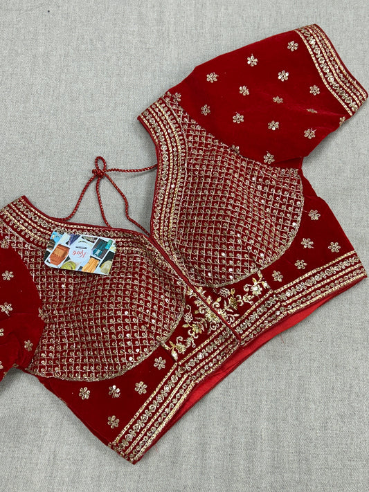 Velvet Blouse : red by Kurti Connection USA