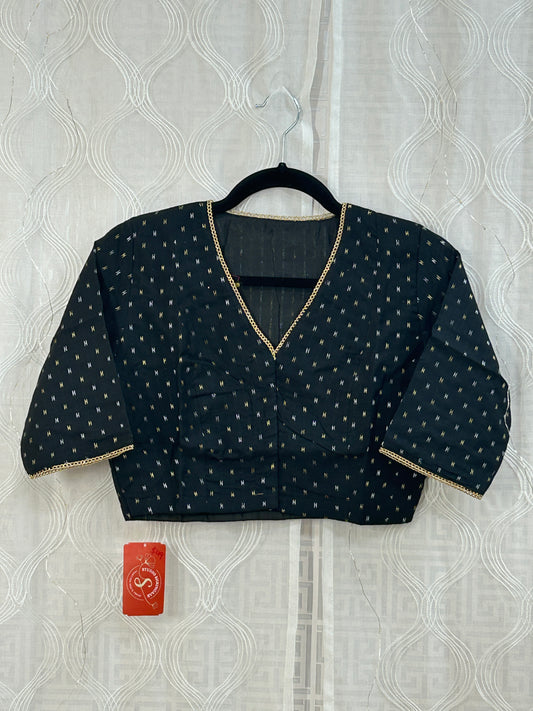 Black cotton blouse by Kurti Connection USA