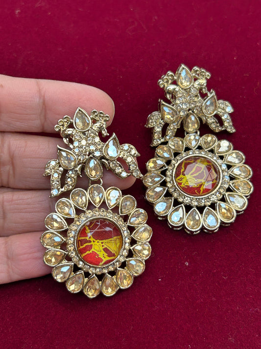 Firestone earrings | Kundan earrings by Kurti Connection USA