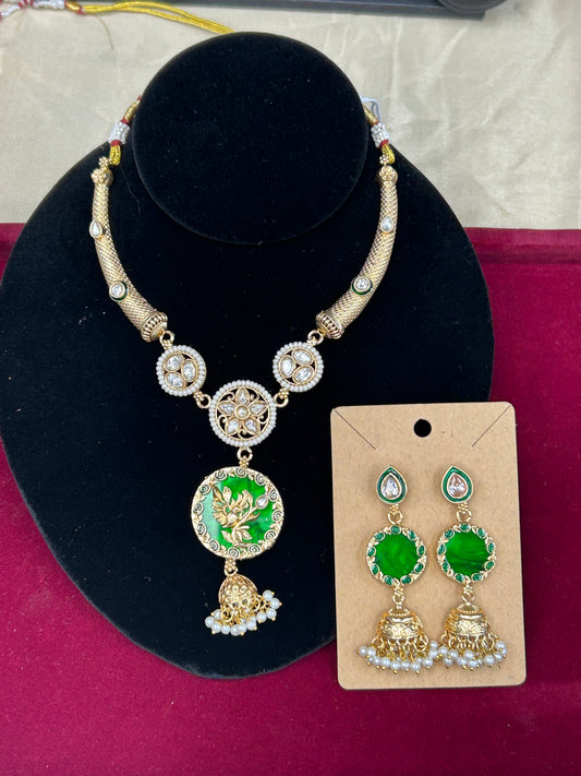 Kundan necklace set by Kurti Connection USA