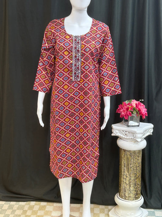 Bandhani print Kurti by Kurti Connection USA