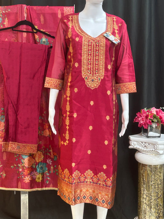 Banarasi silk salwar suit by Kurti Connection USA