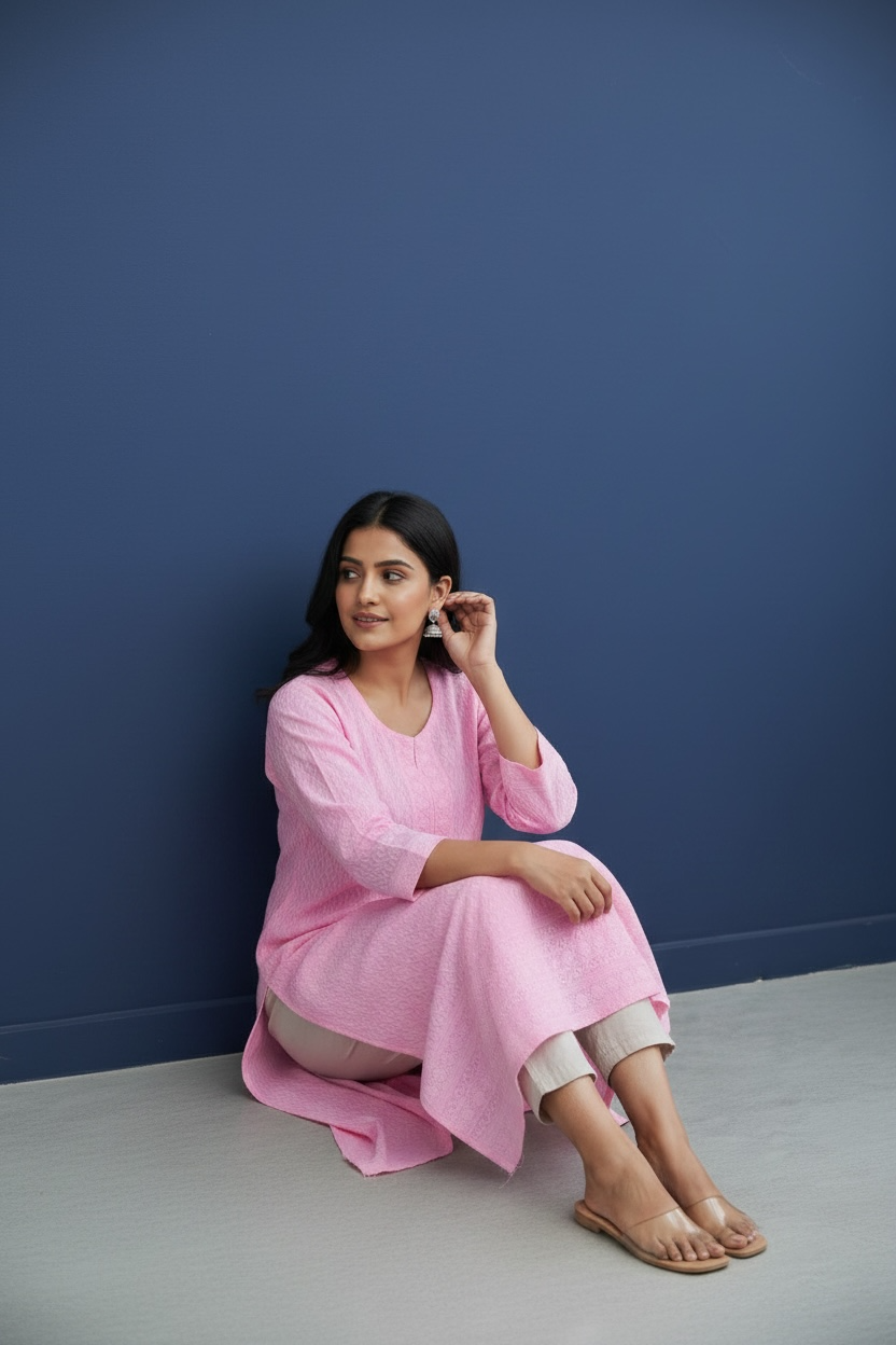 Rayon Chikankari Kurti