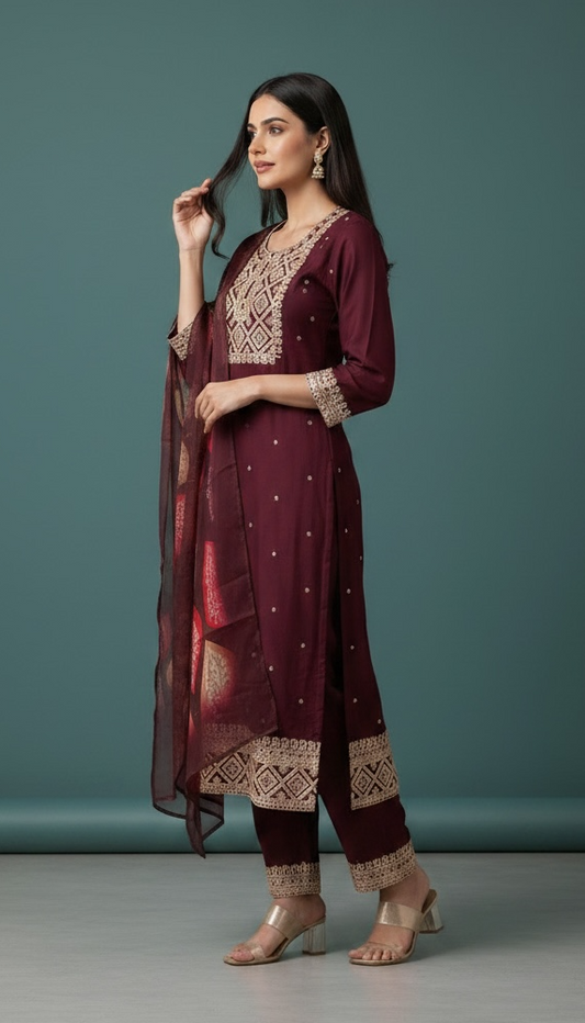 Soft silk kurti pant set | salwar suit