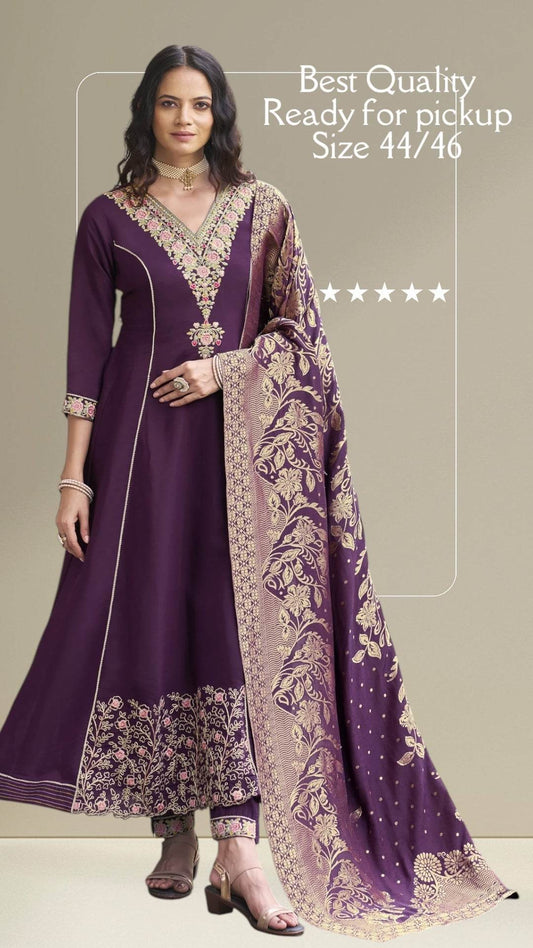 Silk Anarkali Kurti set - Kurti Connection USA