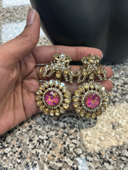 Fire stone/ Kundan ear rings