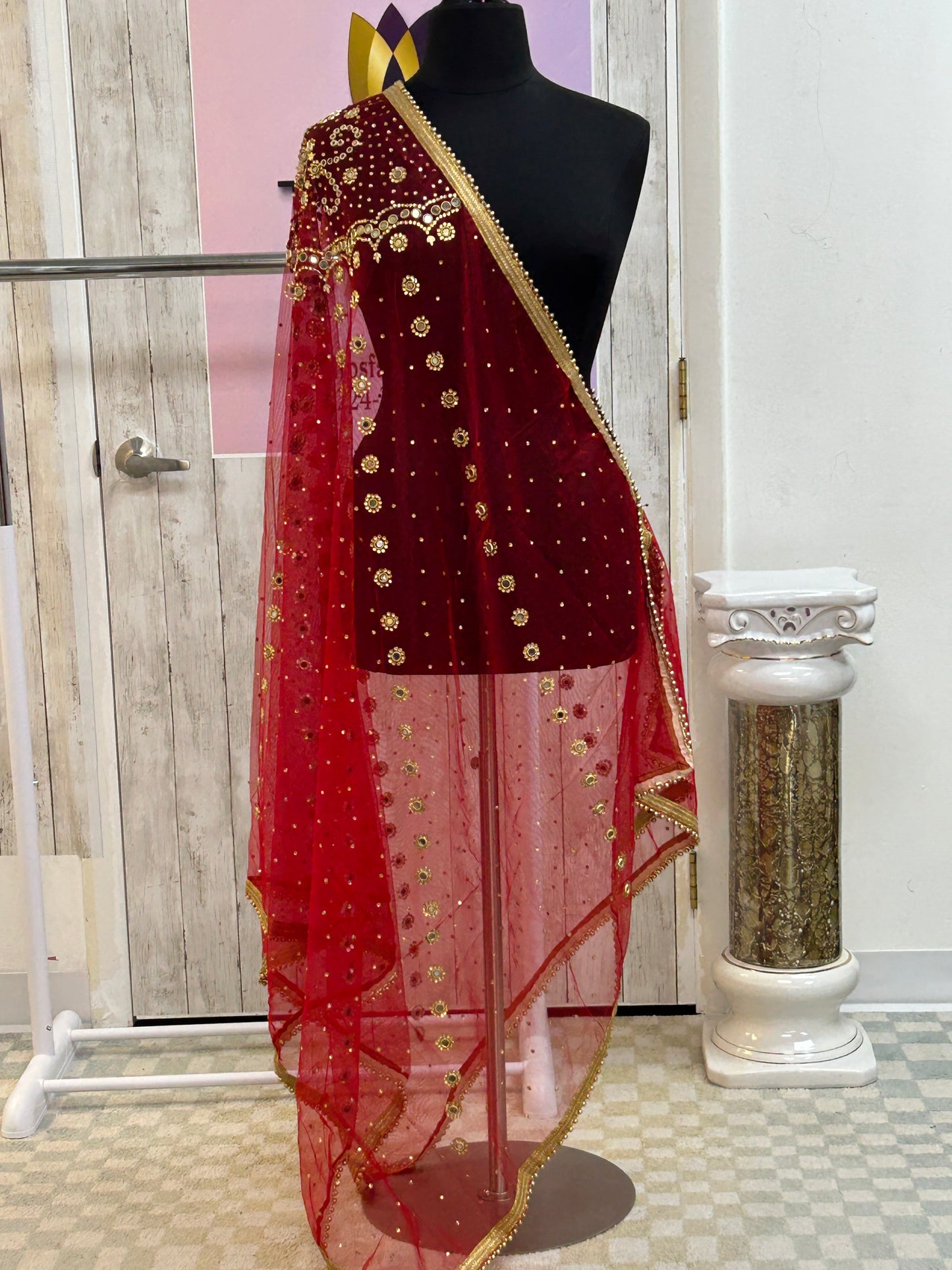 Red Bridal dupatta