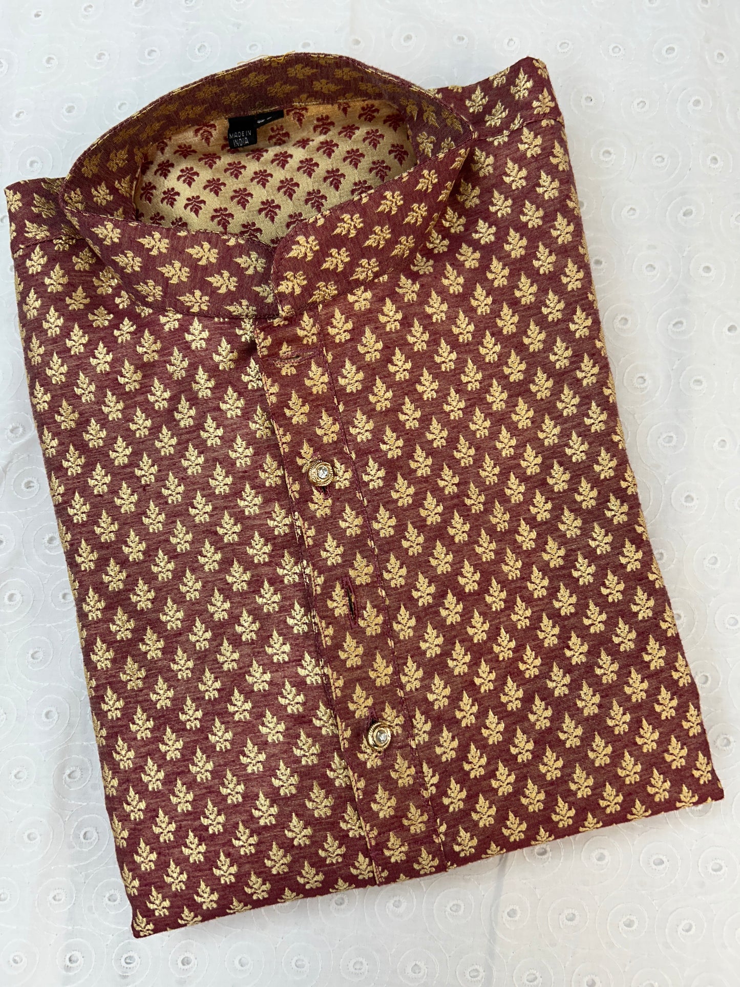 Maroon kurta with gold pant