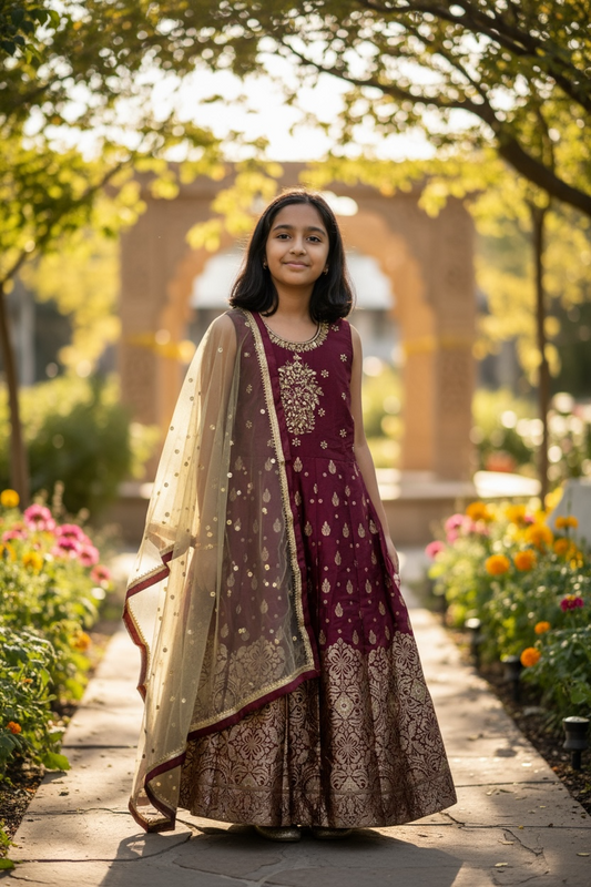 Kids / girls : Size 36 long kurti set by Kurti Connection USA