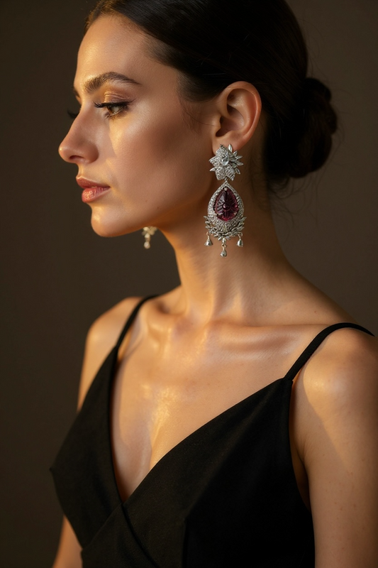 Pink stone earrings by Kurti Connection USA