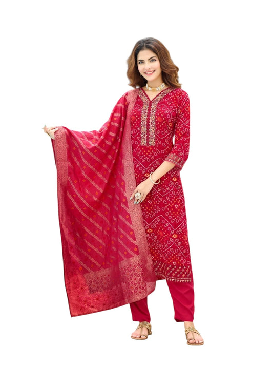 Soft cotton Bandhani salwar sets by Kurti Connection USA