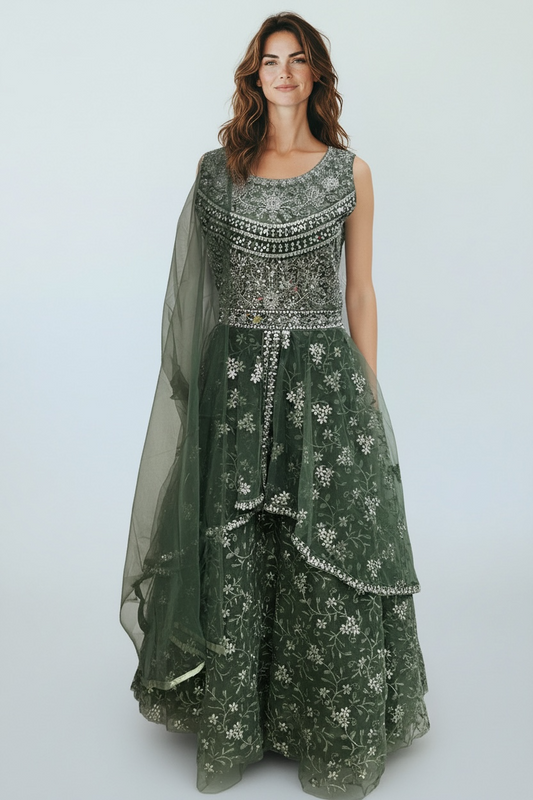 Indo western long gown by Kurti Connection USA