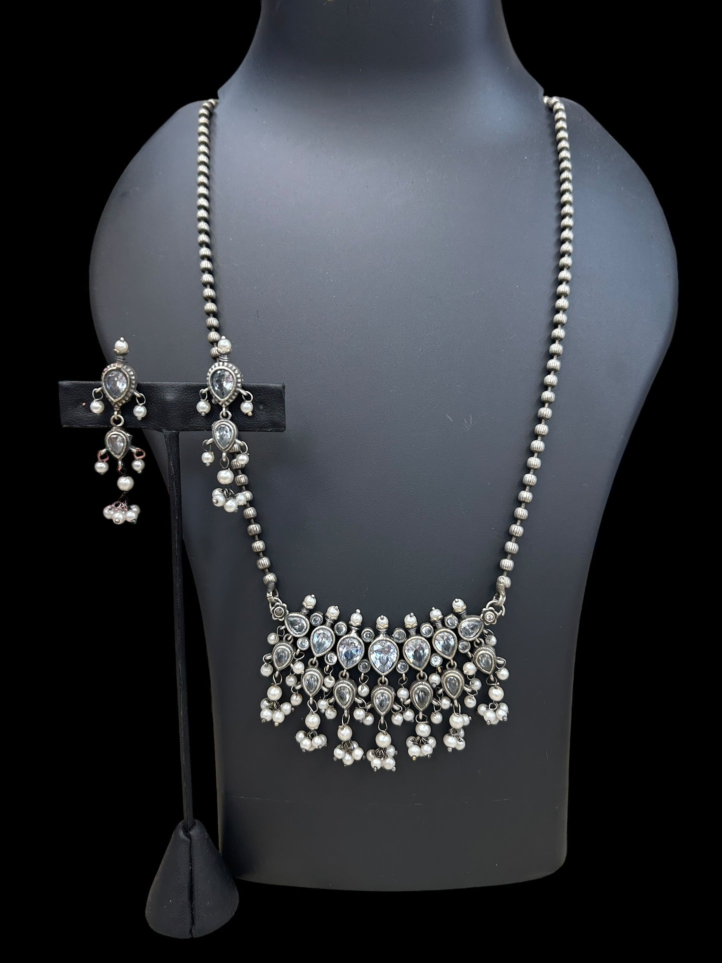 Oxidized silver necklace set - Kurti Connection USA