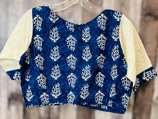 5993 soft cotton blouse| indigo blue blouse for saree - Kurti Connection USA