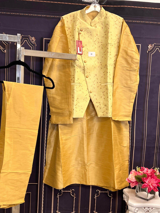 Three piece kurta set : with jacket - Kurti Connection USA
