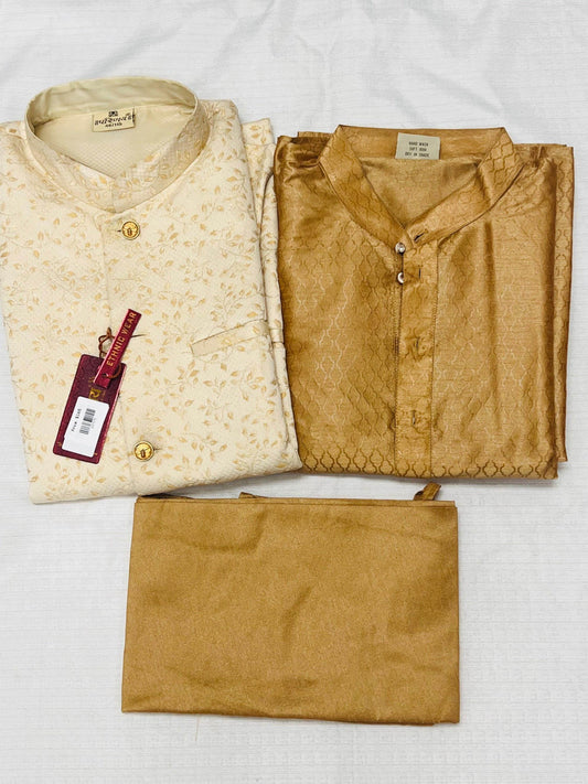 Silk kurta pajaama with jacket - Kurti Connection USA