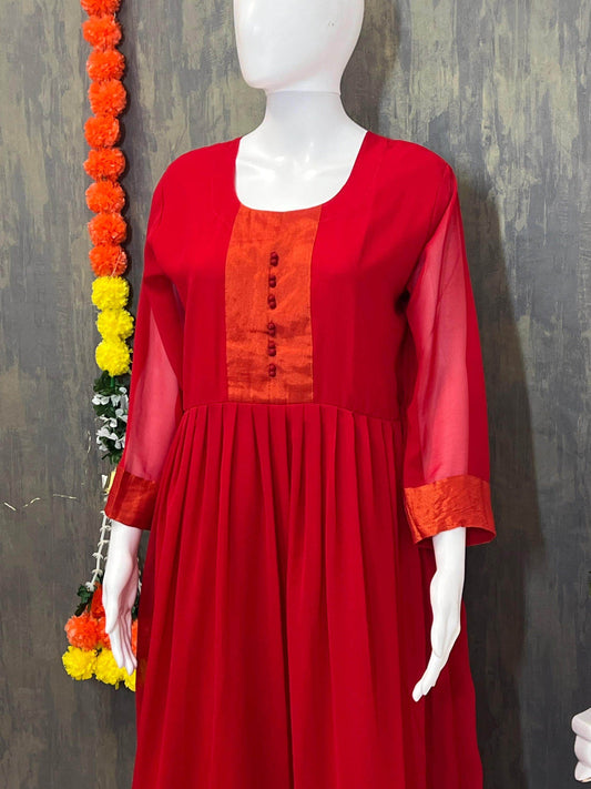 Georgette long kurti - Kurti Connection USA