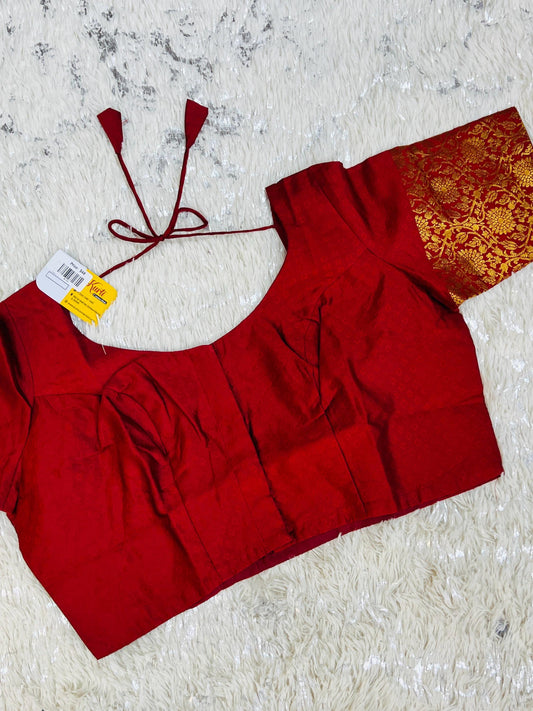 Dark maroon silk blouse - Kurti Connection USA
