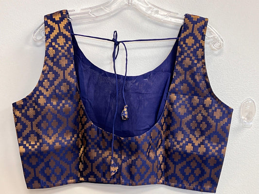 Navy blue sleeveless blouse - Kurti Connection USA