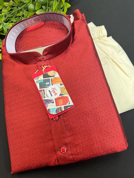 HTM Maroon silk kurta 38 - Kurti Connection USA