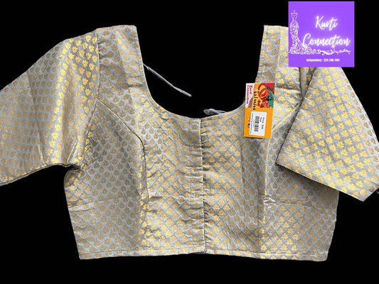 Silk blouse : grey - Kurti Connection USA