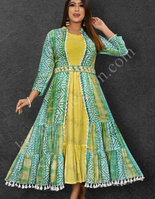 Rayon Kurti with jacket - Kurti Connection USA