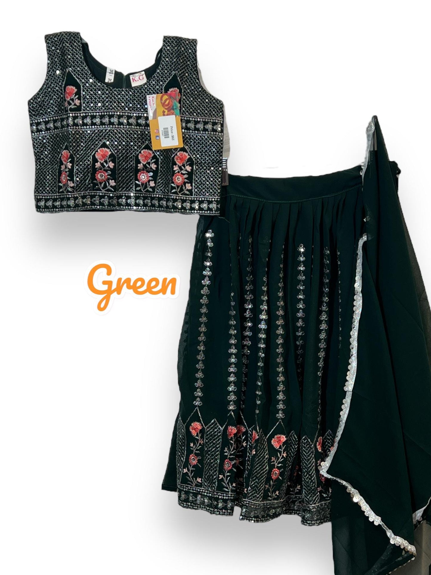 Chiffon lehenga Choli set for kids/ girls - Kurti Connection USA