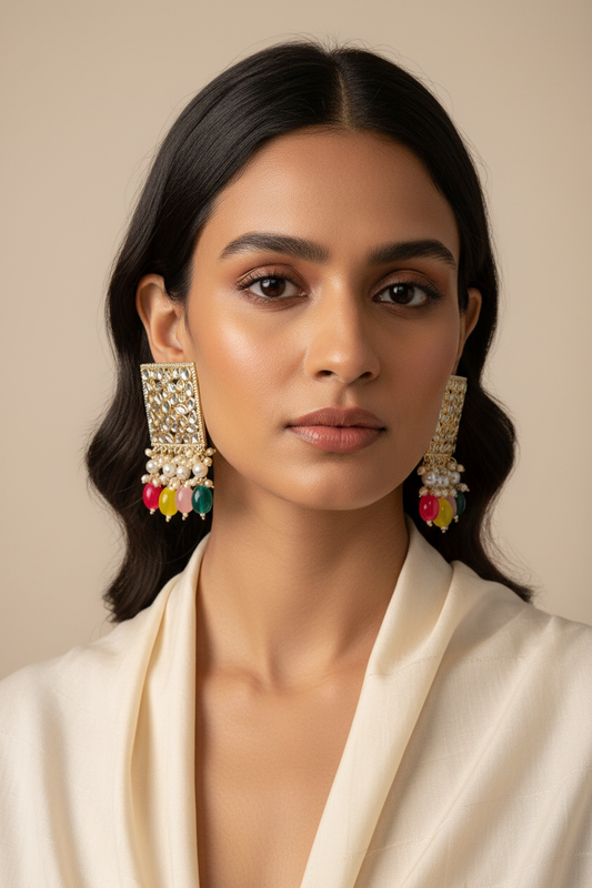 Kundan earrings by Kurti Connection USA