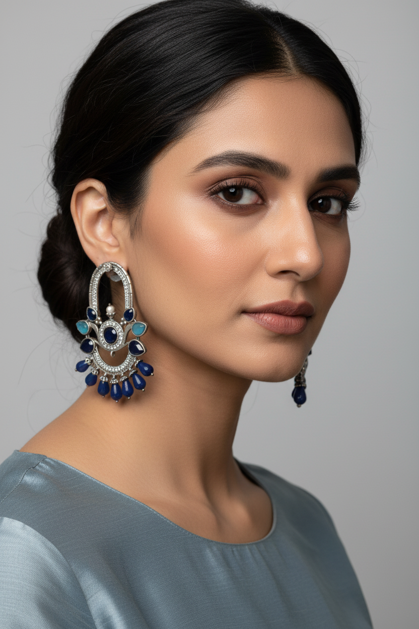 Silver look alike earrings by Kurti Connection USA