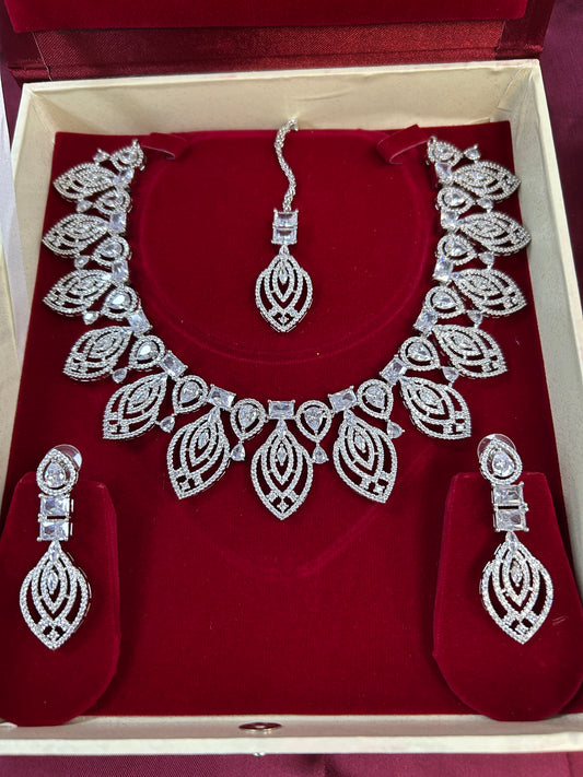 CZ Necklace set by Kurti Connection USA