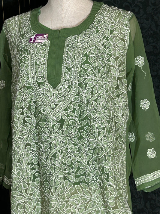 Chikankari short kurti with inner by Kurti Connection USA
