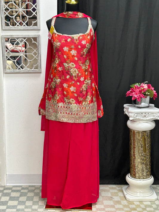 Chinon silk sharara suit by Kurti Connection USA