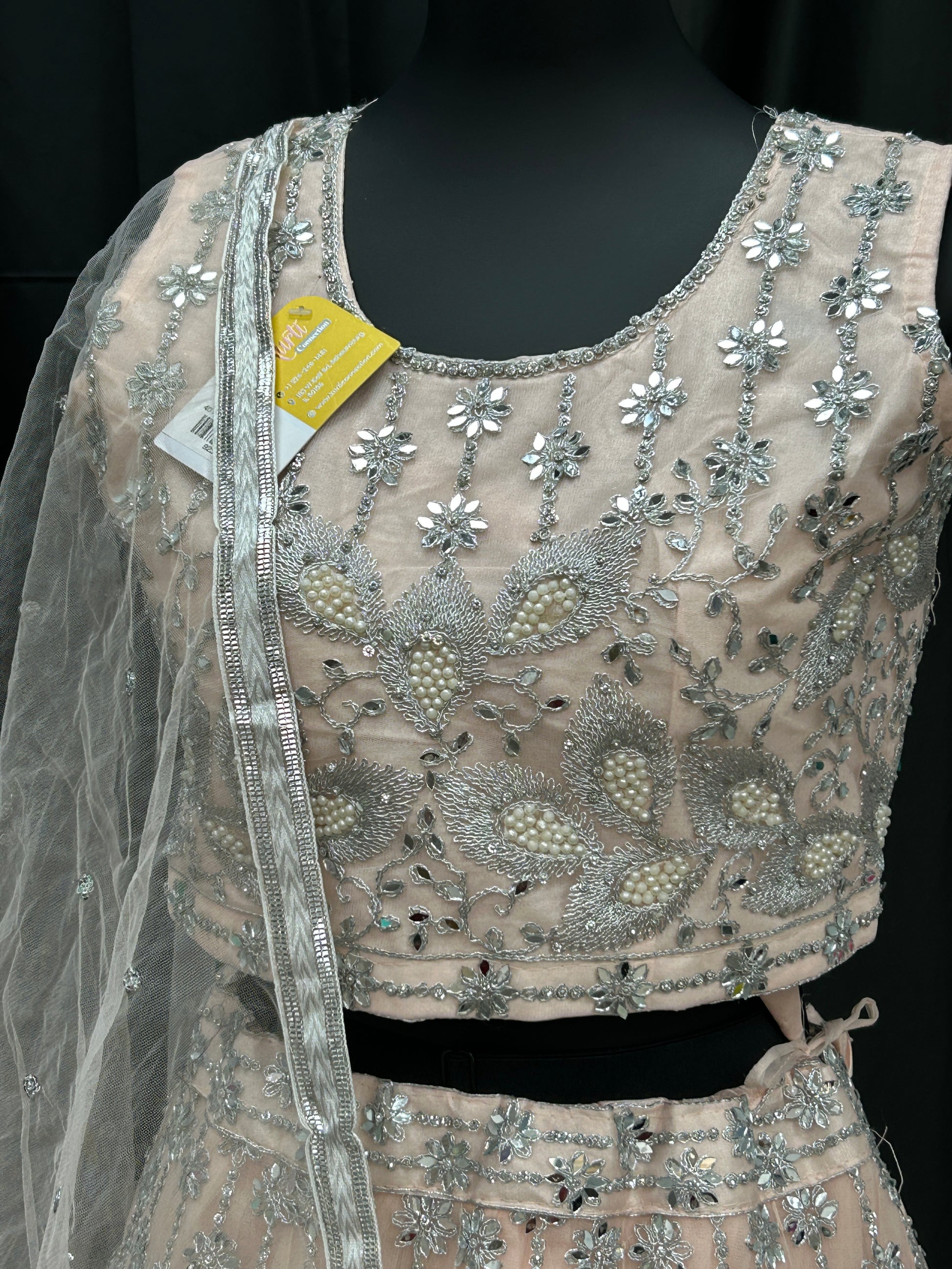 Light peach color lehenga set by Kurti Connection USA