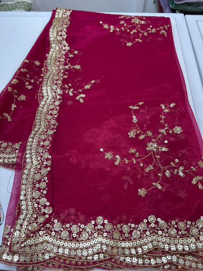 Tissue silk dupatta with sequin work by Kurti Connection USA