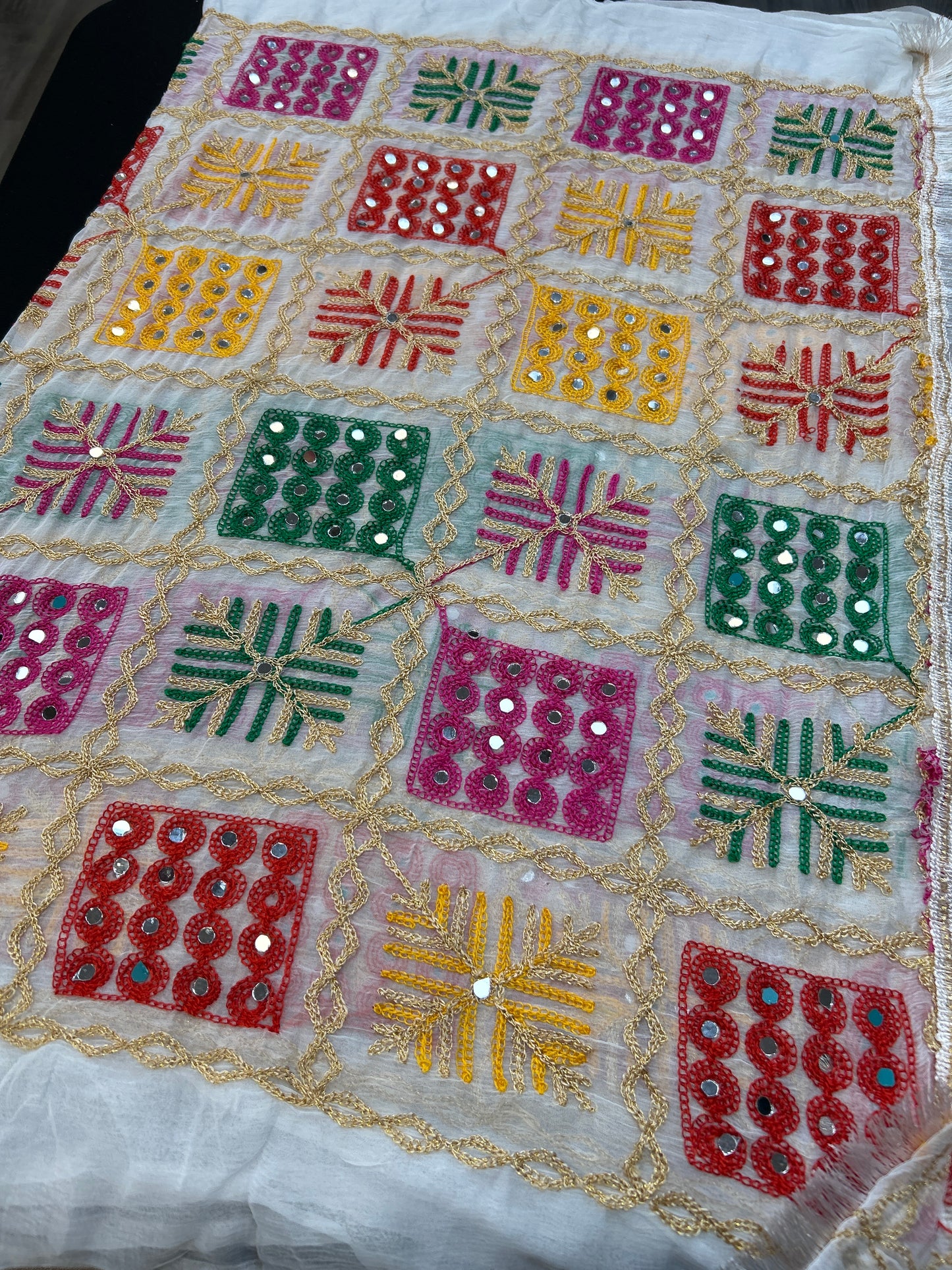 Embroidered phulkari dupatta by Kurti Connection USA
