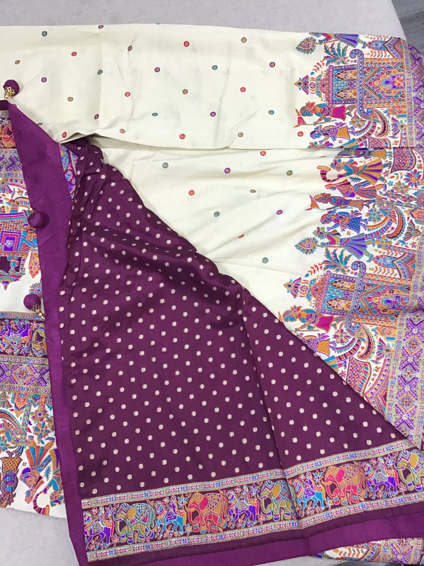 Cream with purple