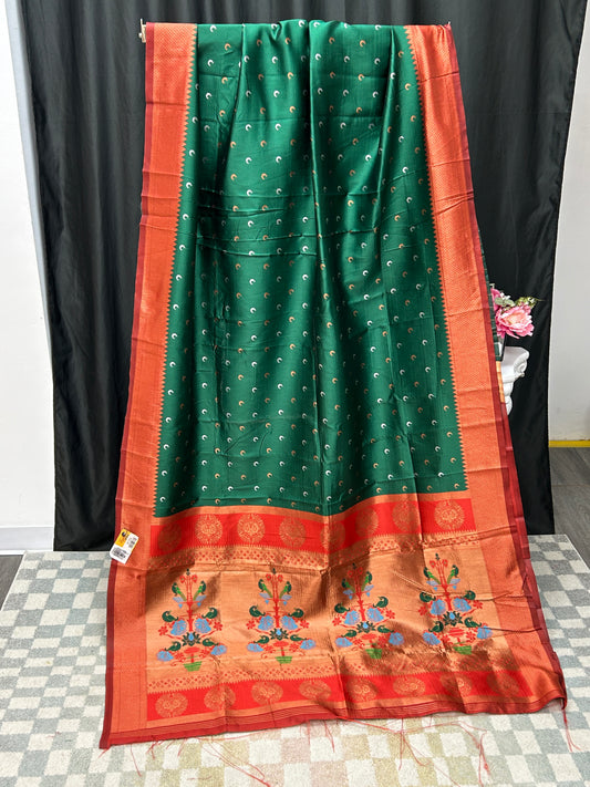 Art silk saree / Paithani design by Kurti Connection USA