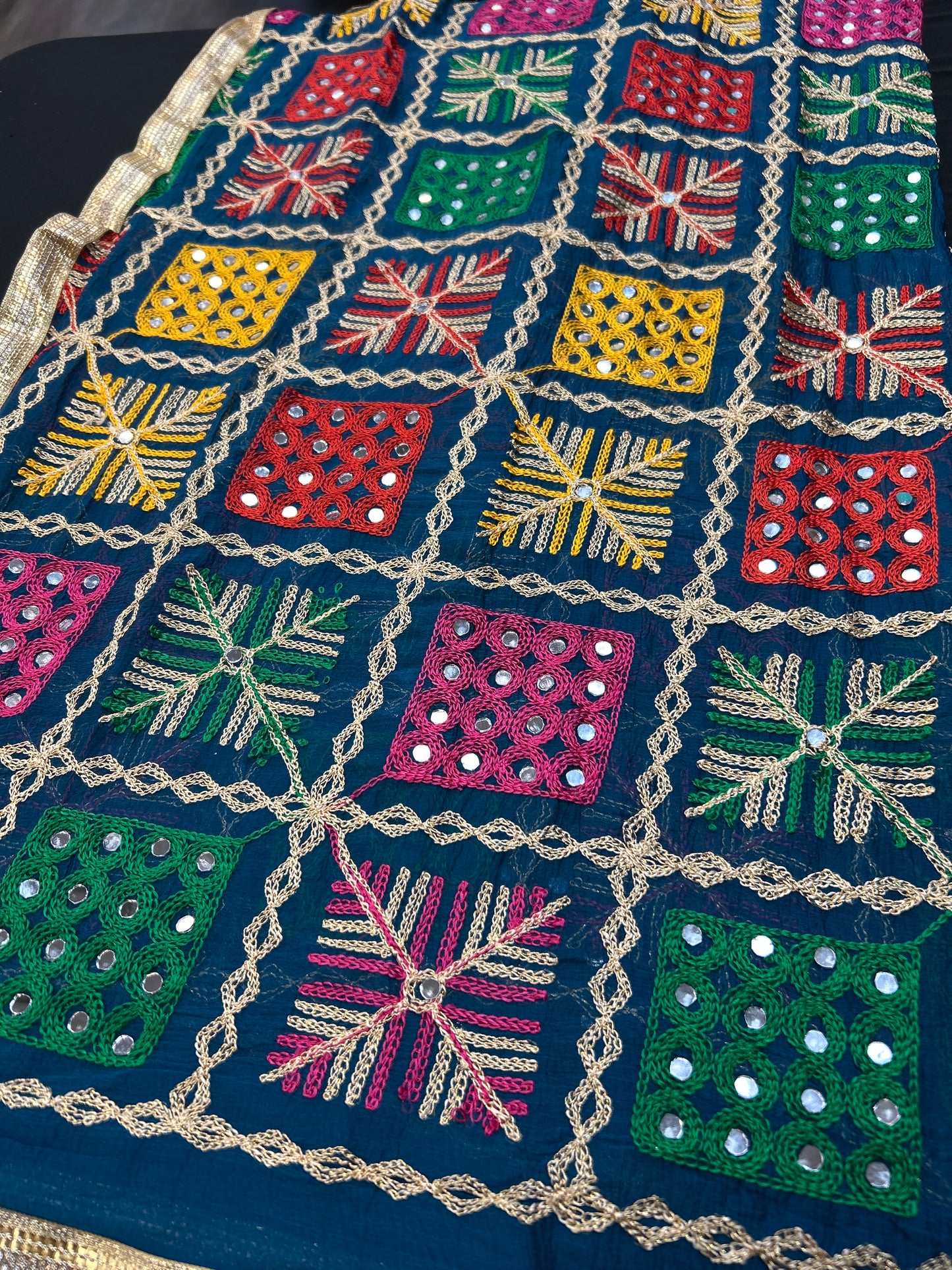 Embroidered phulkari dupatta by Kurti Connection USA