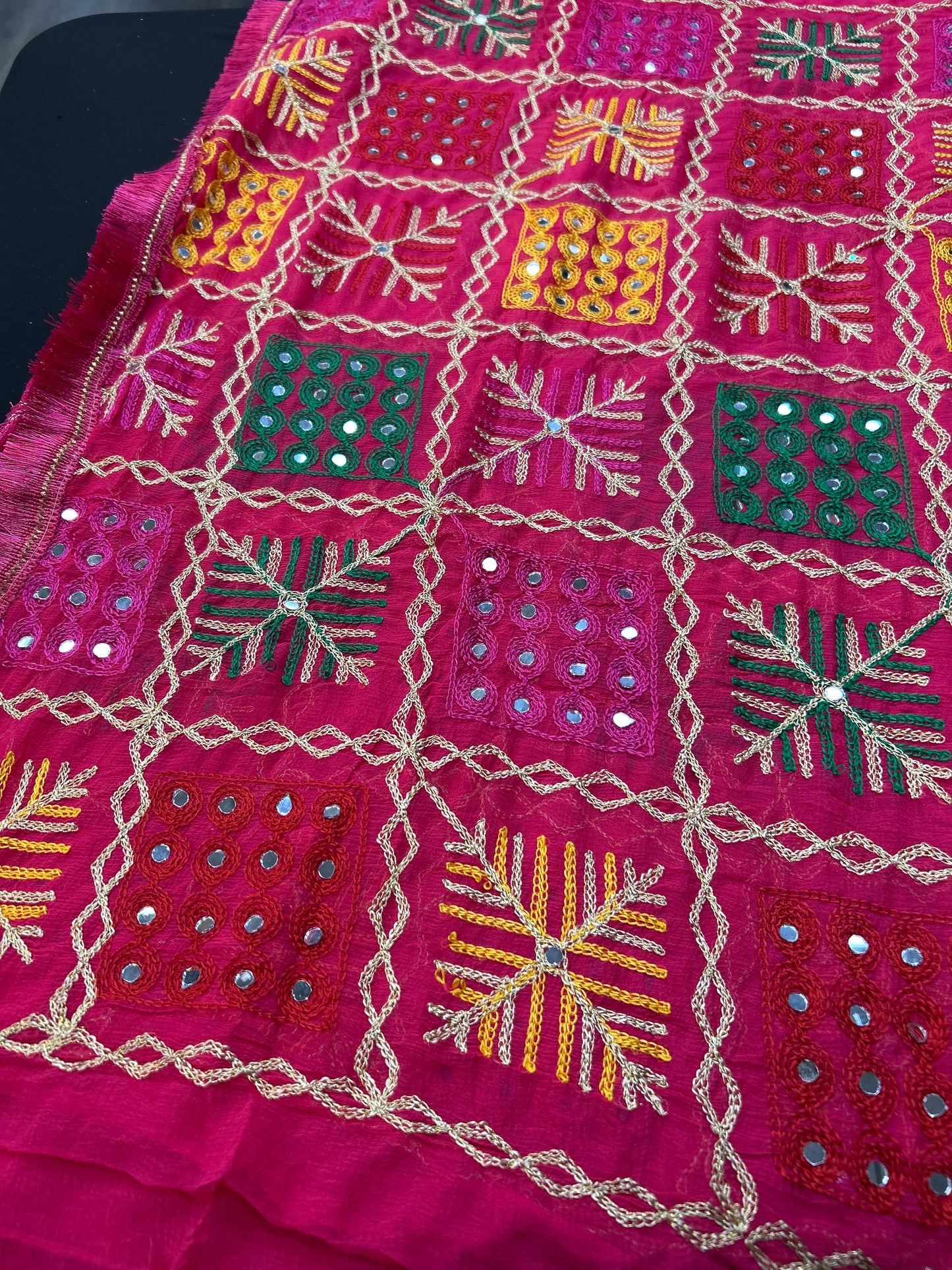 Embroidered phulkari dupatta by Kurti Connection USA