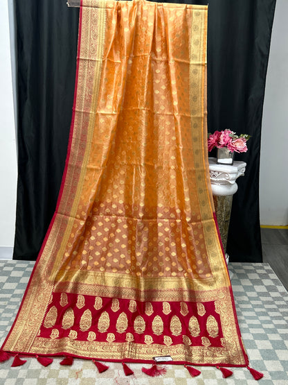 Chanderi silk saree by Kurti Connection USA